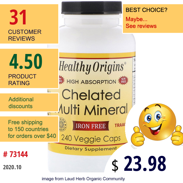 Healthy Origins, Chelated Multi Mineral, Iron Free, 240 Veggie Caps  