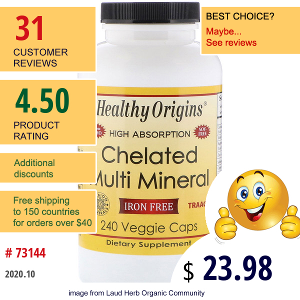 Healthy Origins, Chelated Multi Mineral, Iron Free, 240 Veggie Caps Healthy Origins, Chelated Multi Mineral, Iron Free, 240 Veggie Caps