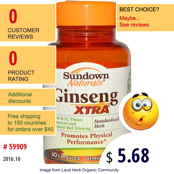 Rexall Sundown Naturals, Ginseng Xtra, 60 Capsules  