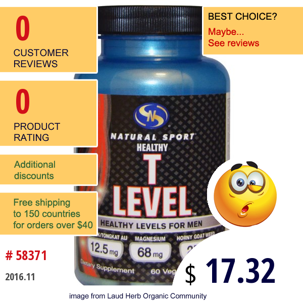 Natural Sport, Healthy T Level, For Men, 60 Veggie Caps  