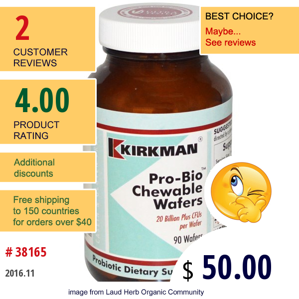 Kirkman Labs, Pro-Bio Chewable Wafers, 90 Wafers (Ice)   