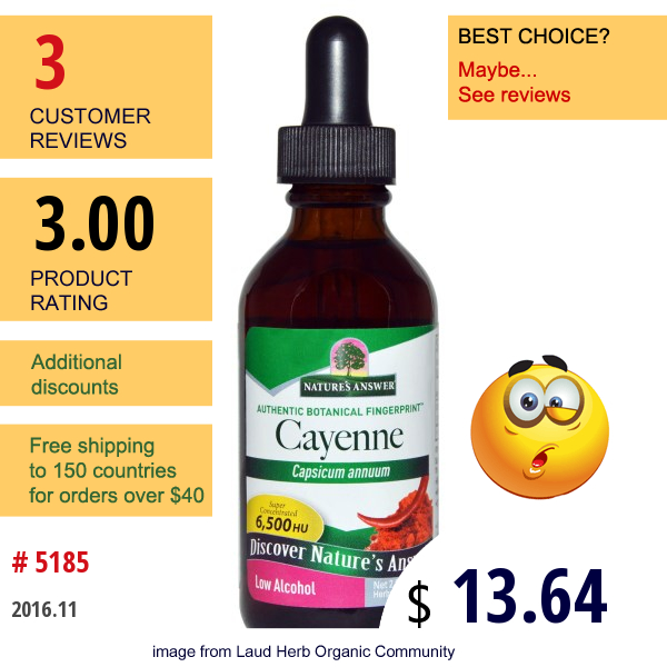 Natures Answer, Cayenne, 6,500 Hu, 2 Fl Oz (60 Ml)