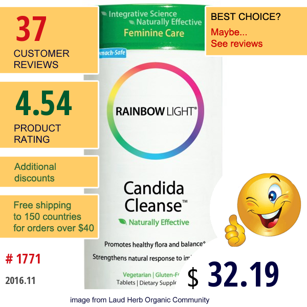 Rainbow Light, Candida Cleanse, 120 Tablets