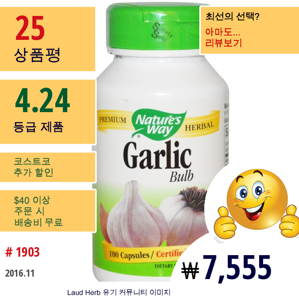 Natures Way, 마늘 알, 580 Mg, 100 캡슐