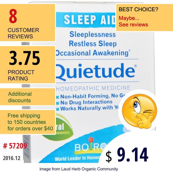 Boiron, Quietude, Sleep Aid, 60 Quick-Dissolving Tablets