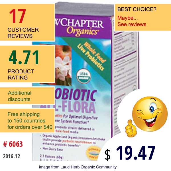 New Chapter, Organics, Probiotic All-Flora, 2.1 Oz (60 G)  