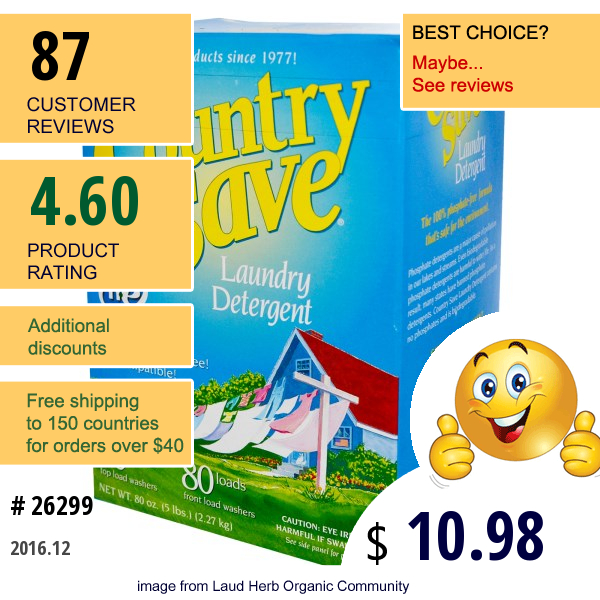 Country Save, Laundry Detergent, 80 Oz (2.27 Kg)  