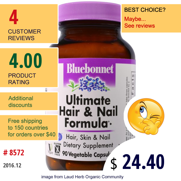 Bluebonnet Nutrition, Ultimate Hair & Nail Formula, 90 Veggie Caps