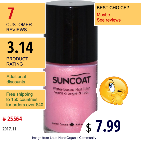 Suncoat, Water-Based Nail Polish, 10 Cotton Candy, 0.5 Oz (15 Ml)  