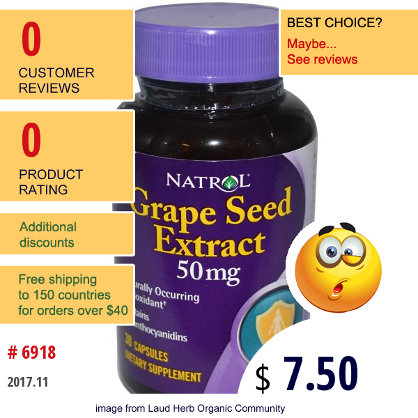 Natrol, Grape Seed Extract, 50 Mg, 30 Capsules  