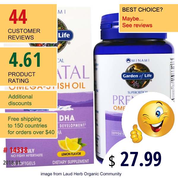 Minami Nutrition, Supercritical Prenatal, Omega-3 Fish Oil, Lemon Flavor, 60 Softgels