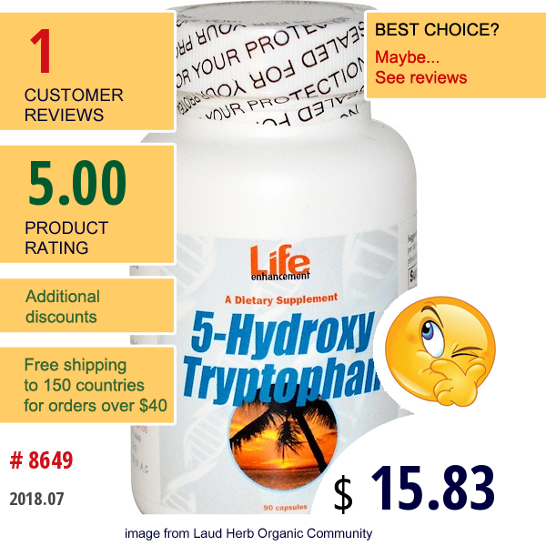 Life Enhancement, 5-Hydroxy Tryptophan, 90 Capsules  