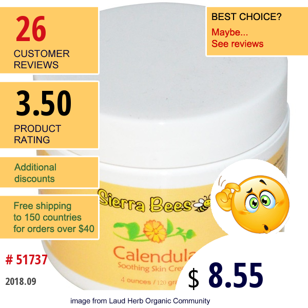 Sierra Bees, Calendula Soothing Skin Cream With Manuka Honey, 4 Oz (120 G)  