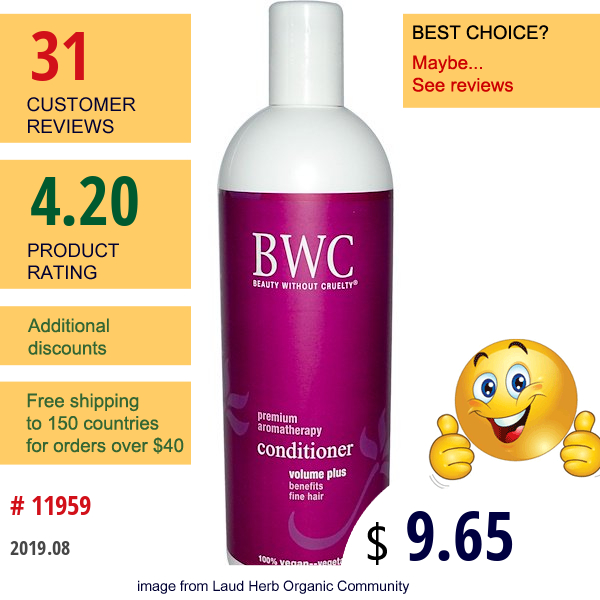 Beauty Without Cruelty, Conditioner, Volume Plus, 16 Fl Oz (473 Ml)