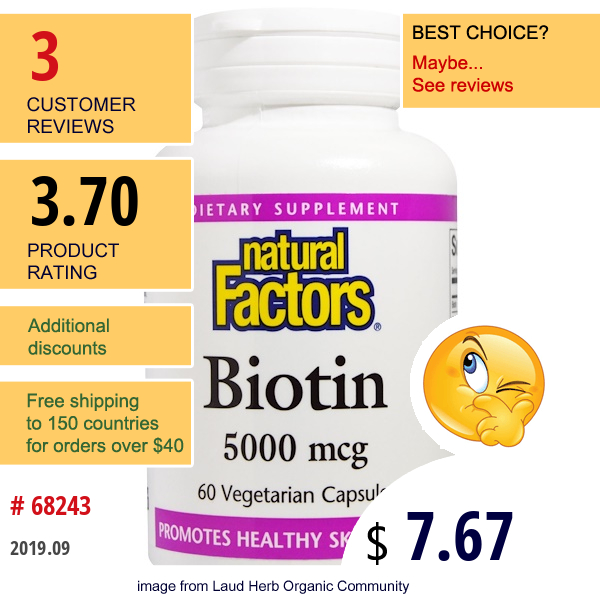 Natural Factors, Biotin, 5000 Mcg, 60 Veggie Caps  