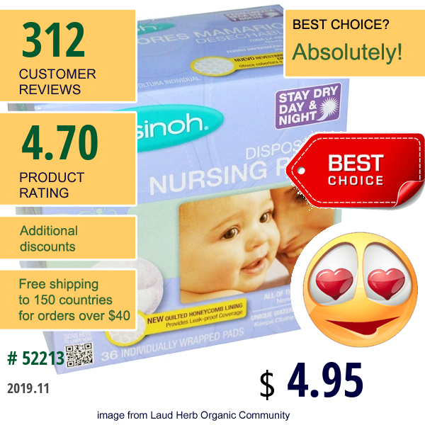 Lansinoh, Disposable Nursing Pads, 36 Individually Wrapped Pads