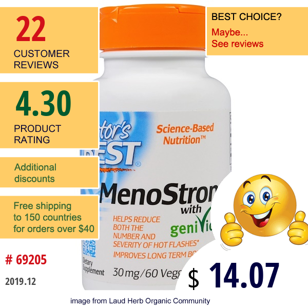 Doctor'S Best, Menostrong With Genivida, 30 Mg, 60 Veggie Caps  