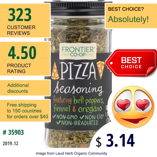 Frontier Natural Products, Pizza Seasoning, 1.04 Oz (29 G)