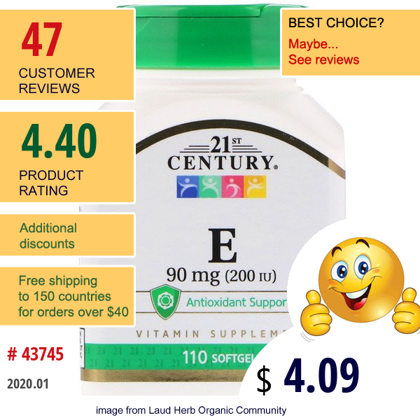 21St Century, E, 90 Mg (200 Iu), 110 Softgels