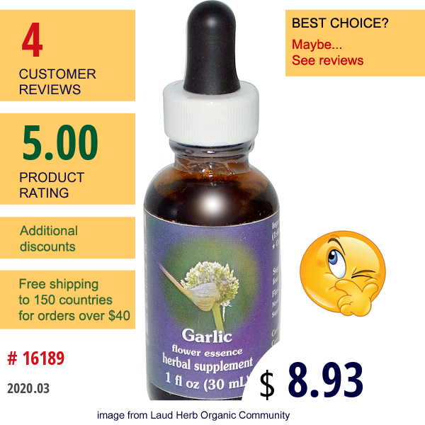 Flower Essence Services, Garlic, Flower Essence, 1 Fl Oz (30 Ml)  