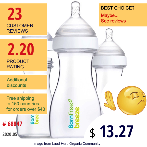 Born Free, Breeze, Baby Bottles, Medium Flow, 1M+, 3 Pack, 9 Oz (266 Ml) Each  