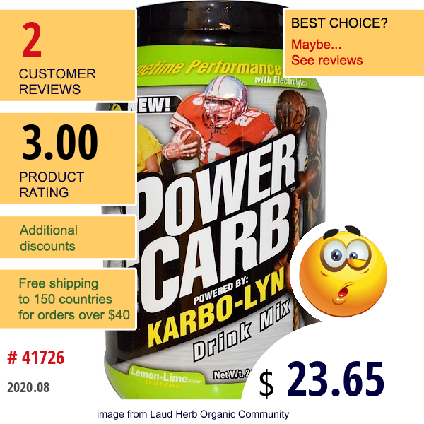 Labrada Nutrition, Power Carb Drink Mix, Lemon-Lime Flavor, 2.2 Lb (998 G)  