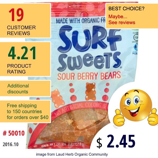 Surfsweets, Sour Berry Bears, 2.75 Oz (78 G)