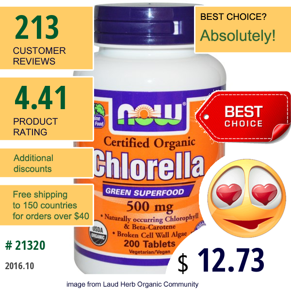 Now Foods, Certified Organic Chlorella, 500 Mg, 200 Tablets