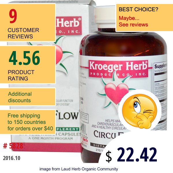 Kroeger Herb Co, Circuflow, 270 Veggie Caps