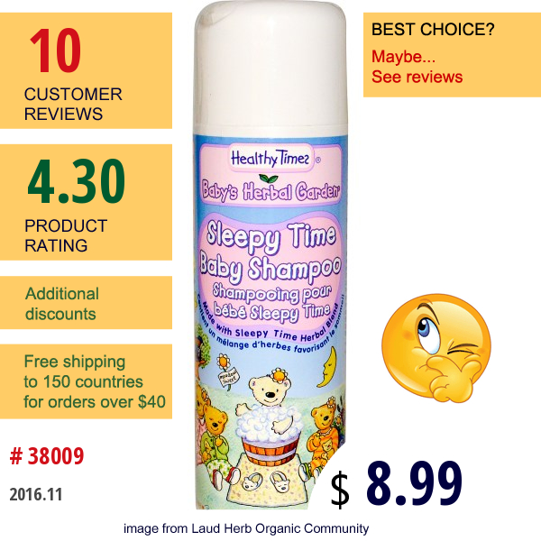 Healthy Times, Babys Herbal Garden, Sleepy Time Baby Shampoo, 8 Fl Oz (236 Ml)  