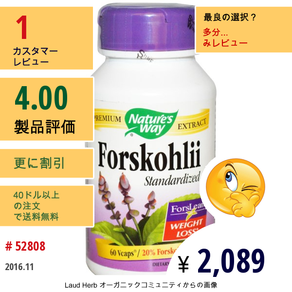 Natures Way, フォルスコリ 標準化 , 60 Vcaps®