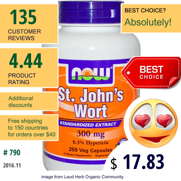 Now Foods, St. Johns Wort, 300 Mg, 250 Veggie Caps