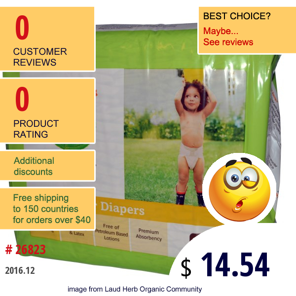 Seventh Generation, Baby, Free & Clear Diapers, Size 5, 27 Plus Pounds, 26 Diapers  