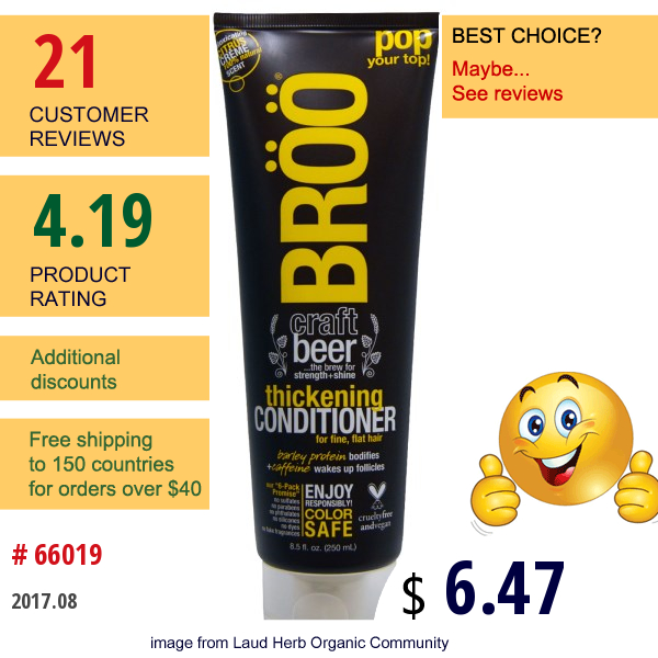 Bröö, Thickening Conditioner, Citrus Creme, 8.5 Fl Oz (250 Ml)