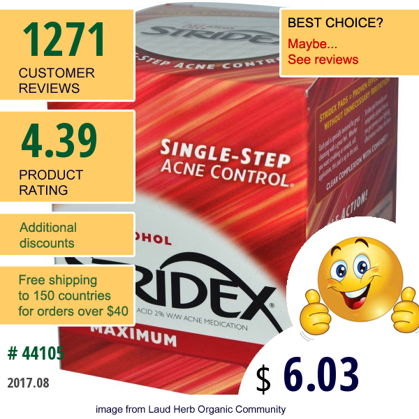 Stridex, Single-Step Acne Control, Maximum, Alcohol Free, 90 Soft Touch Pads