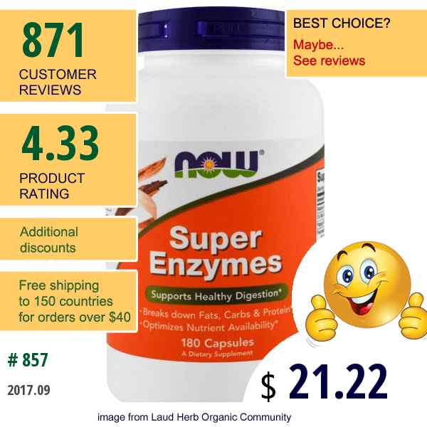 Now Foods, Super Enzymes, 180 Capsules