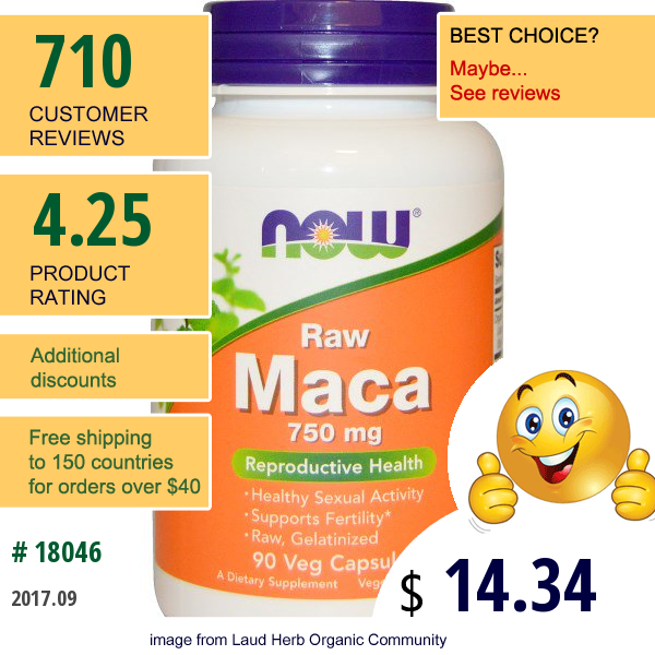 Now Foods, Maca, Raw, 750 Mg, 90 Veggie Caps