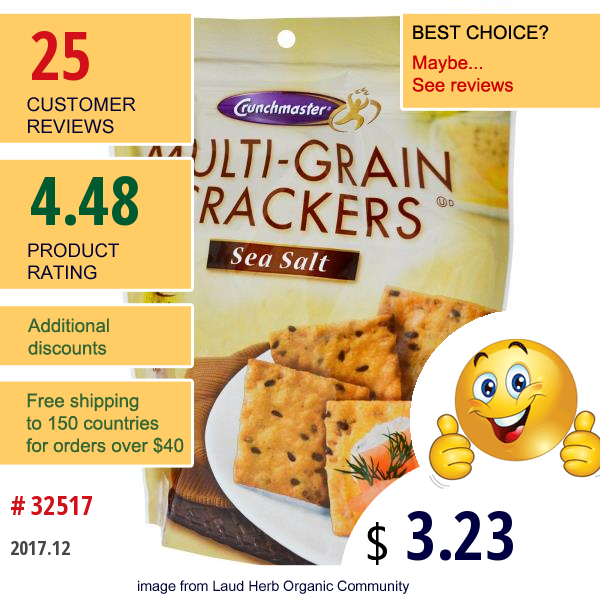 Crunchmaster, Multi-Grain Crackers, Sea Salt, 4.5 Oz (127 G)