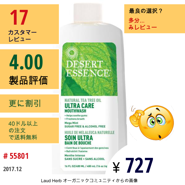 Desert Essence, ウルトラケア・マウスウォッシュ、メガミント、16液量オンス（480 Ml）