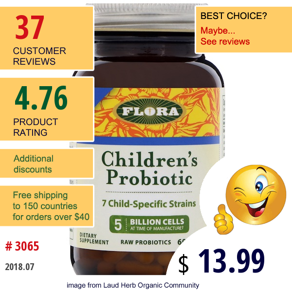 Flora, Childrens Probiotic, 60 Capsules