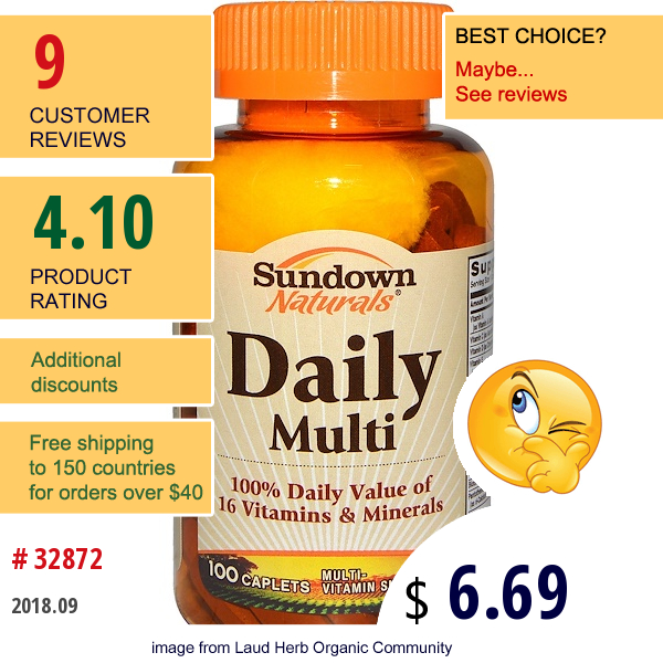 Sundown Naturals, Daily Multi, 100 Caplets  