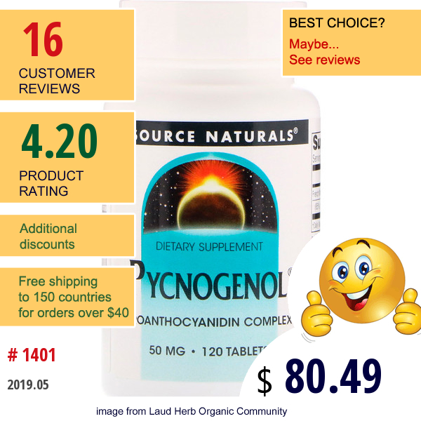 Source Naturals, Pycnogenol, 50 Mg, 120 Tablets  