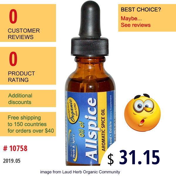 North American Herb & Spice Co., Oil Of Allspice, 1 Fl Oz (30 Ml)  
