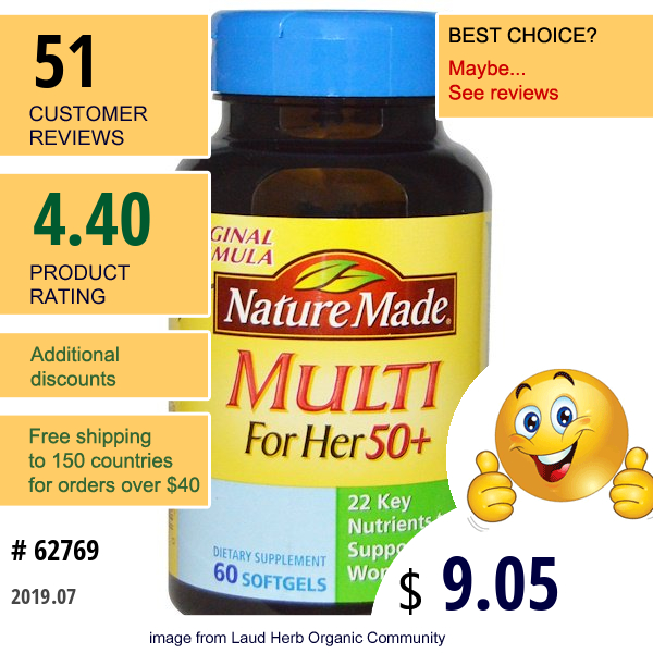 Nature Made, Multi For Her 50+, 60 Softgels