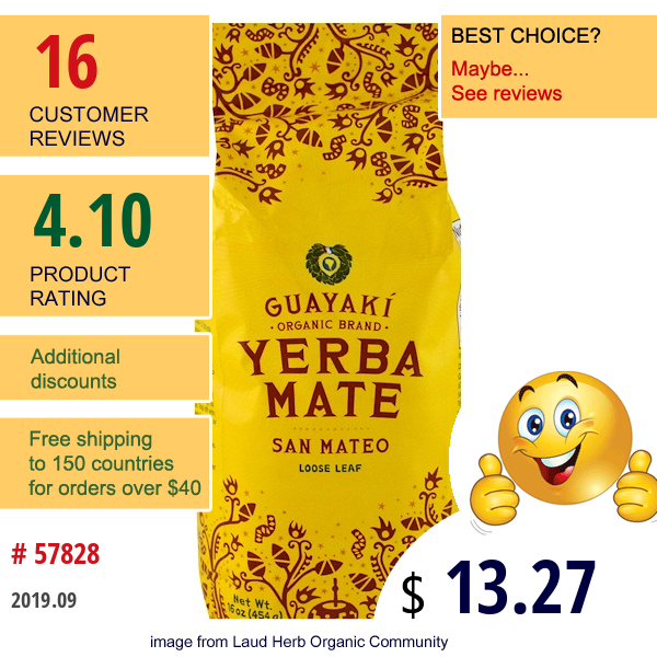 Guayaki, Yerba Mate,  Loose Leaf, San Mateo Blend, 16 Oz (454 G)