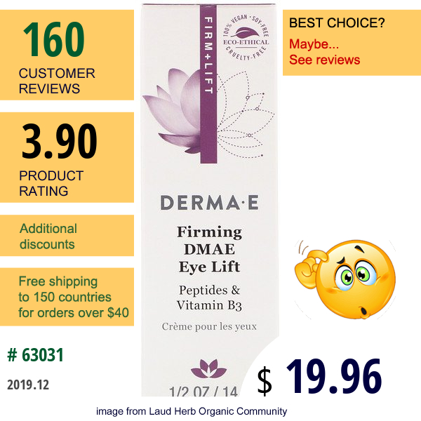 Derma E, Firming Dmae Eye Lift, 1/2 Oz (14 G)