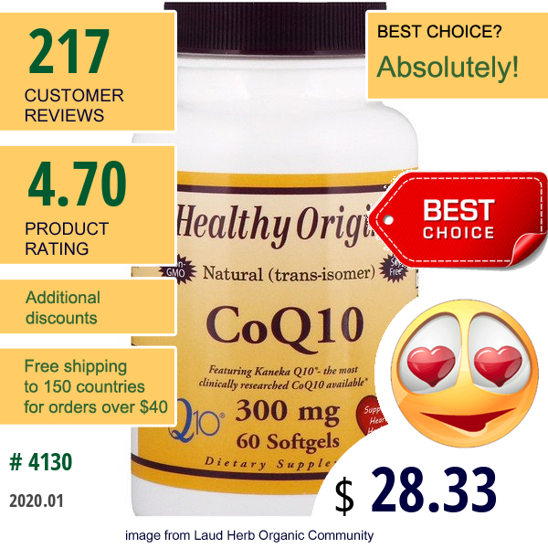 Healthy Origins, Coq10, Kaneka Q10, 300 Mg, 60 Softgels  