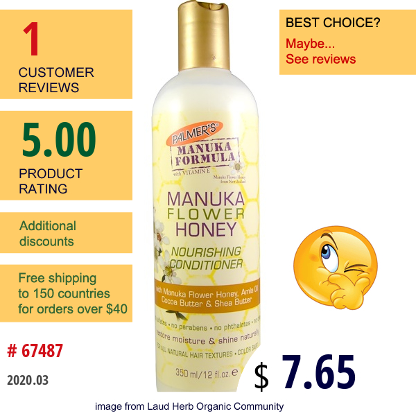 Palmer'S, Manuka Flower Honey Nourishing Conditioner, 12 Fl Oz (350 Ml)  