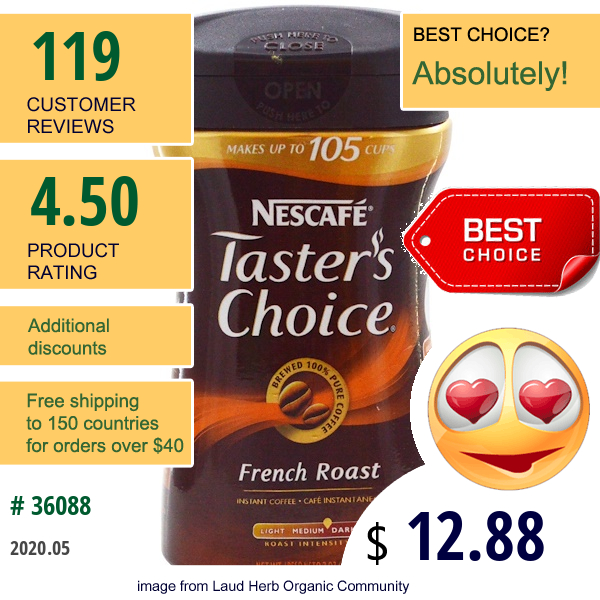 Nescafé, Taster'S Choice, Instant Coffee, French Roast, 7 Oz (198 G)  