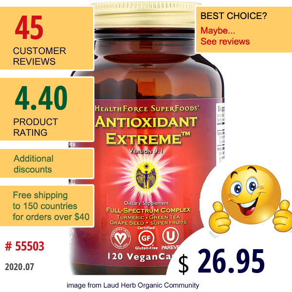 Healthforce Superfoods, Antioxidant Extreme, Version 9.1, 120 Vegancaps